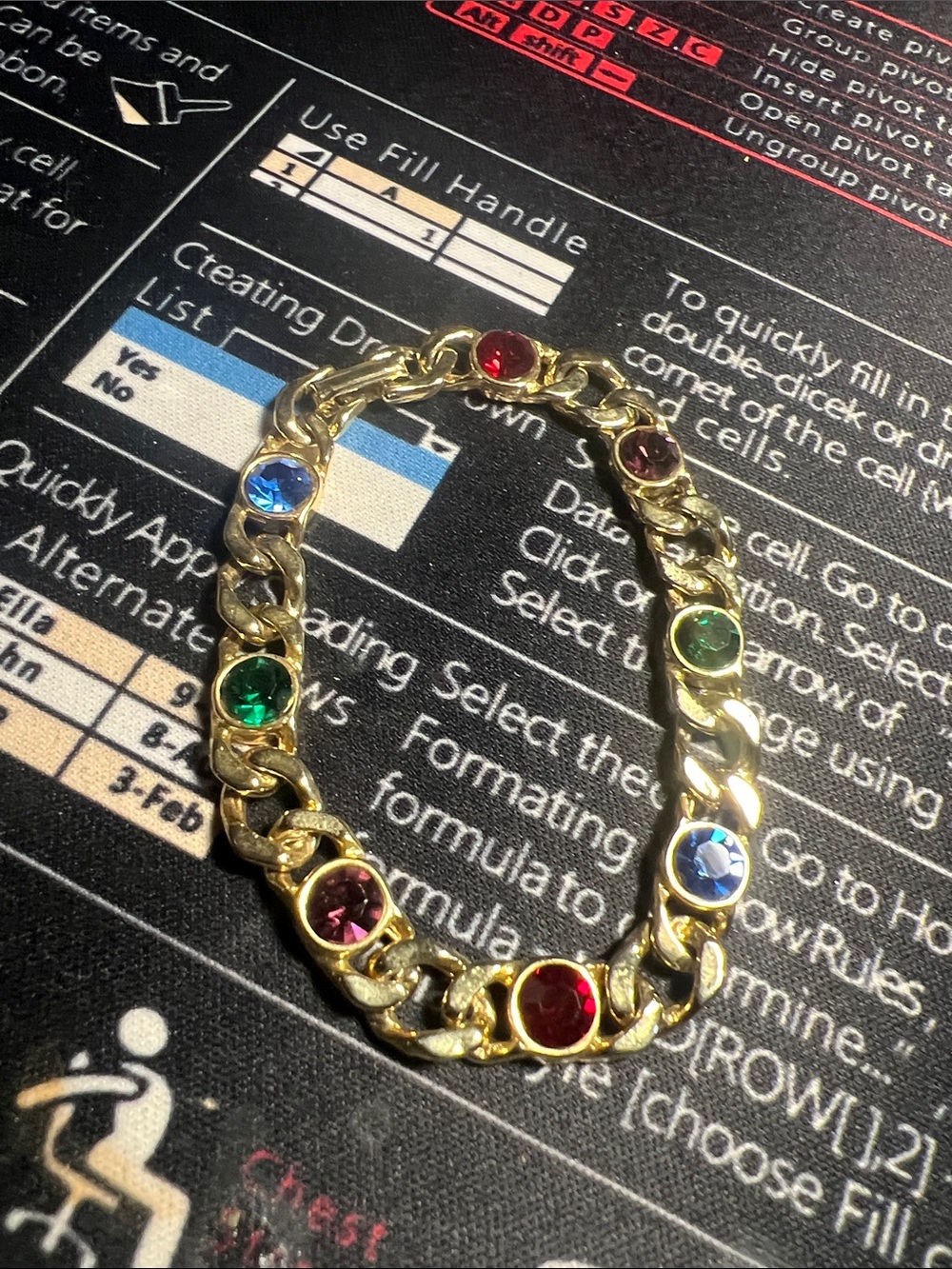 Gold-Tone Multicolor Cubic Zirconia Chain Bracelet - Women Jewelry